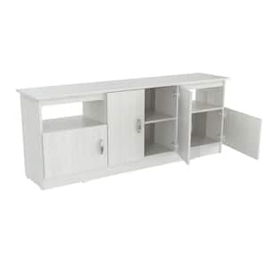 63 in. White Wood TV Stand Fits TVs Up to 60 in. with Storage Doors