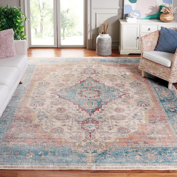 Victoria 10 ft. x 14 ft. Navy/Ivory Distressed Border Area Rug
