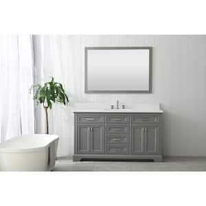 Milano 60 in. W x 22 in. D Bath Vanity in Gray with Quartz Vanity Top in White with White Basin
