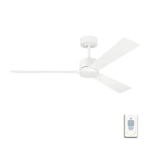 Rozzen 52 in. Modern Matte White Ceiling Fan with White Blades, DC Motor and Remote Control