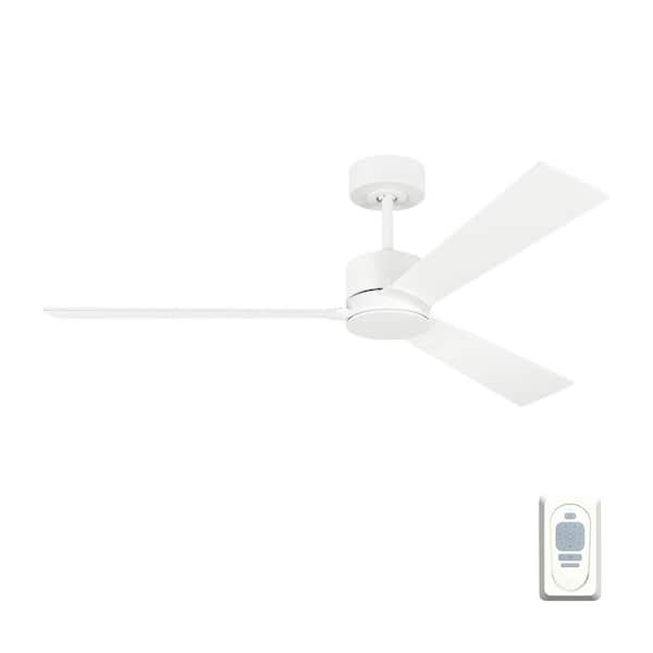 Generation Lighting Rozzen 52 in. Indoor/Outdoor Matte White Ceiling Fan with Remote Control and Reversible Motor