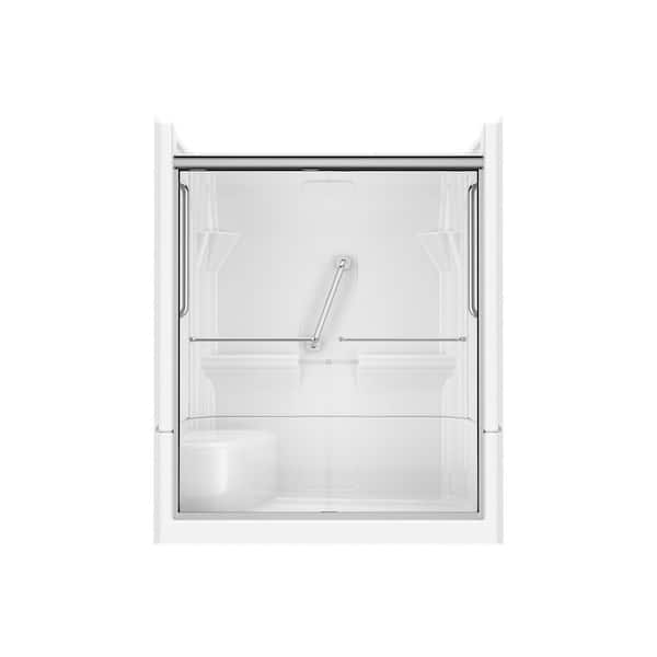 Accessible Living Harmony 60 in. L x 30 in. W x 74 in. H Alcove Right Drain Shower Door Kit in Chrome
