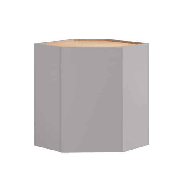 Home Decorators Collection Hargrove 27 in. W x 15 in. D x 36 in. H Assembled Plywood Wall Corner Kitchen Cabinet in Veiled Gray with Soft Close