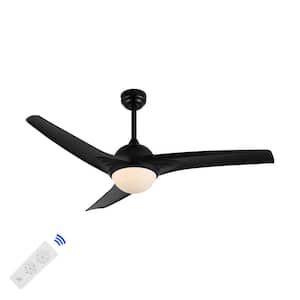 Sully 52 in. 1-Light Contemporary App/Remote 6-Speed Propeller Integrated LED Indoor/Outdoor Black/White Ceiling Fan