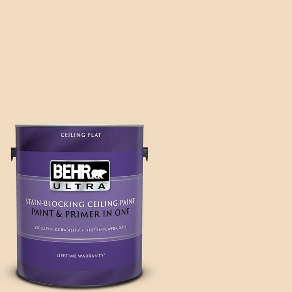 BEHR ULTRA 1 gal. #UL150-7 Light Incense Ceiling Flat Interior Paint and Primer in One