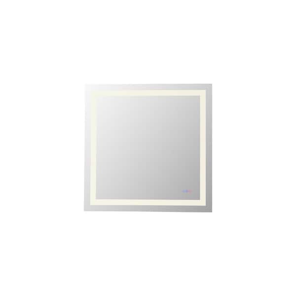 Unbranded Timeless Home 36 in. W x 36 in. H Rectangular LED Frameless Mirror