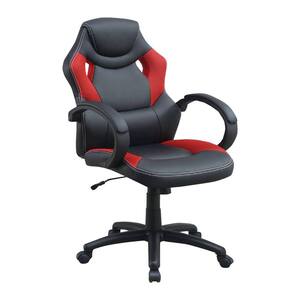 Black and Red Office Chair with Curved Cut Out Padded Back