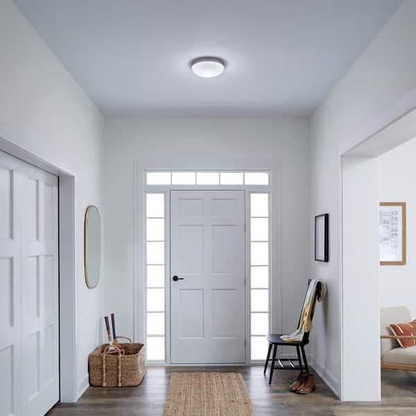 KICHLER Ceiling Space 11.5 in. 1-Light Brushed Nickel Integrated LED Traditional Hallway Flush Mount Ceiling Light