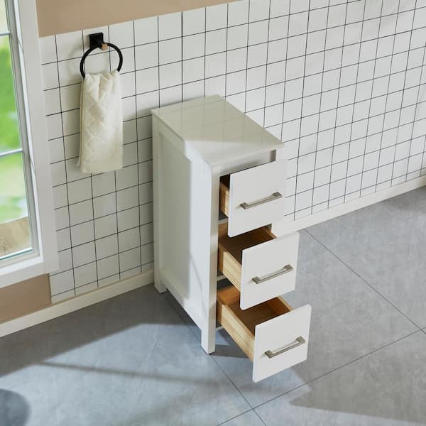 Vanity Art 12 in. W x 18.5 in. D x 30 in. H Bath Vanity Side Cabinet in Grey with Engineered Marble Top