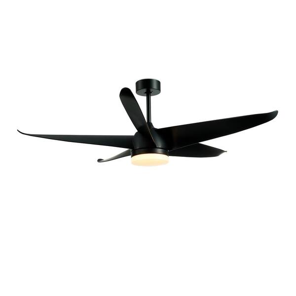 Tidoin 60 in. White Color Changing Integrated Outdoor LED Black Ceiling Fan with Light Kit, DC Motor and Remote Control