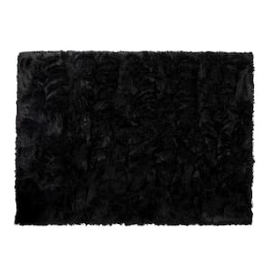 Black 6 ft. x 9 ft. Faux Fur Luxuriously Soft and Eco Friendly Area Rug