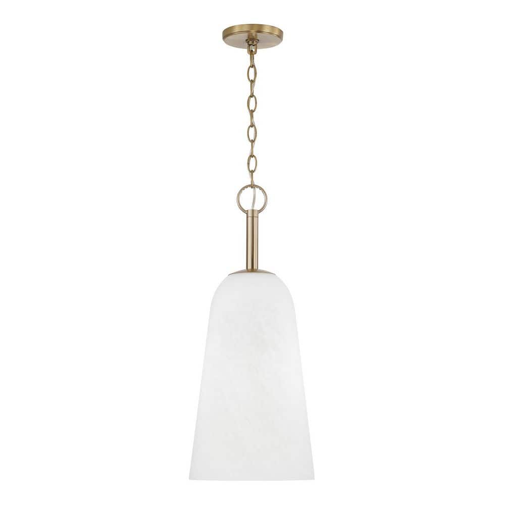 Romy 10 in. W x 24 in. H 1-Light Pendant in Matte Brass with Faux Alabaster Glass price history on PriceWatchPro