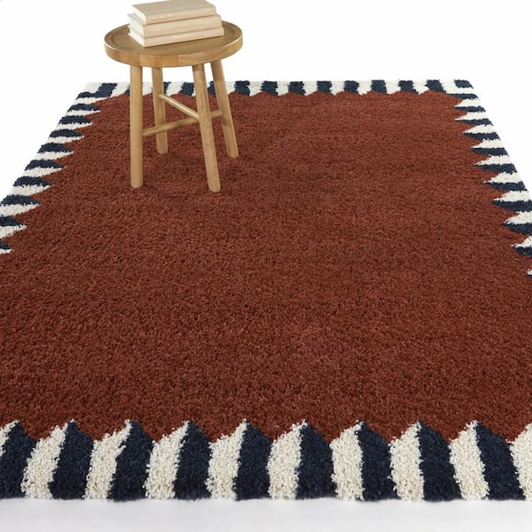 Vasile Rust 8 ft. x 10 ft. Border Area Rug