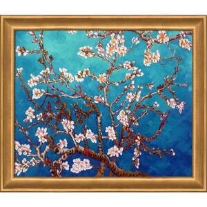 Branches of an Almond Tree by Vincent Van Gogh Muted Gold Glow Framed Nature Oil Painting Art Print 24 in. x 28 in.