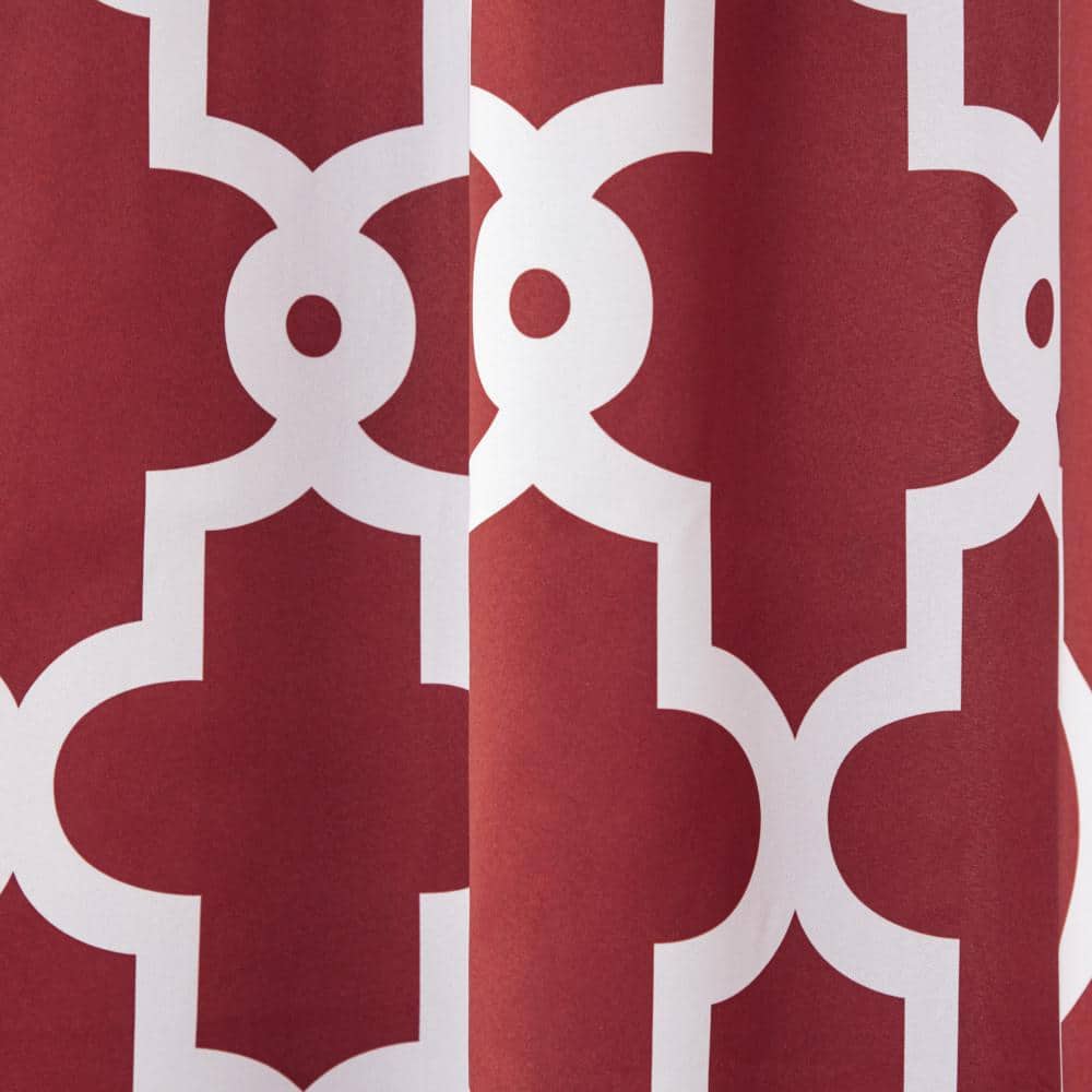 Burgundy and White Geometric Blackout Grommet Curtains