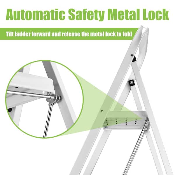 Soctone 3 Step Folding Ladder, Lightweight Portable Step Stool, 330 Lbs ...