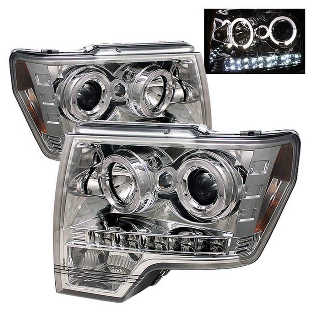 Spyder Auto Ford F150 09-14 Projector Headlights - Halogen Model Only - LED  Halo - LED - Chrome 5010247 - The Home Depot