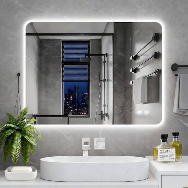 Unbranded 30 in. W x 40 in. H Rectangular Frameless Anti-Fog Adjustable Backlit LED Bathroom Wall Mirror, RoHS and CRU Certified