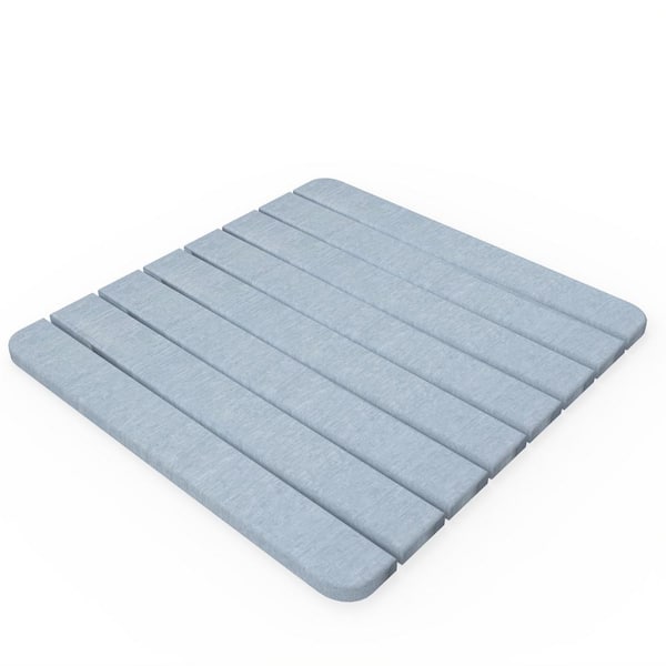 castellousa 16 in. x 12 in. Quick Dry Small Slatted Manor Blue Rectangle Diatomite Bathmat