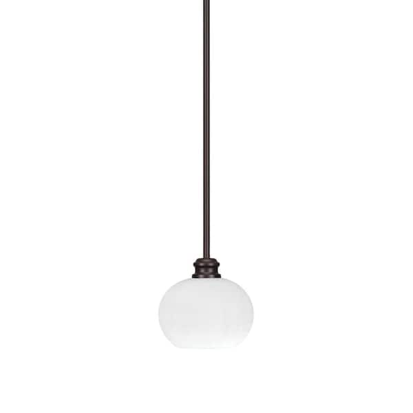 Unbranded Albany 60-Watt 1-Light Espresso Shaded Pendant Light with White Muslin Glass Shade, No Bulbs Included