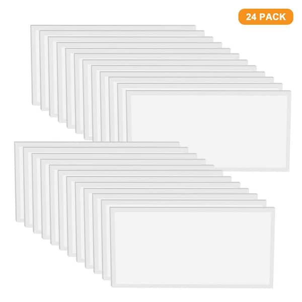 24-Pack 2 ft. x 4 ft. White Integrated LED Flat Panel Troffer Light Fixture With 5500 Lumens, 3500/4000/5000K Selectable