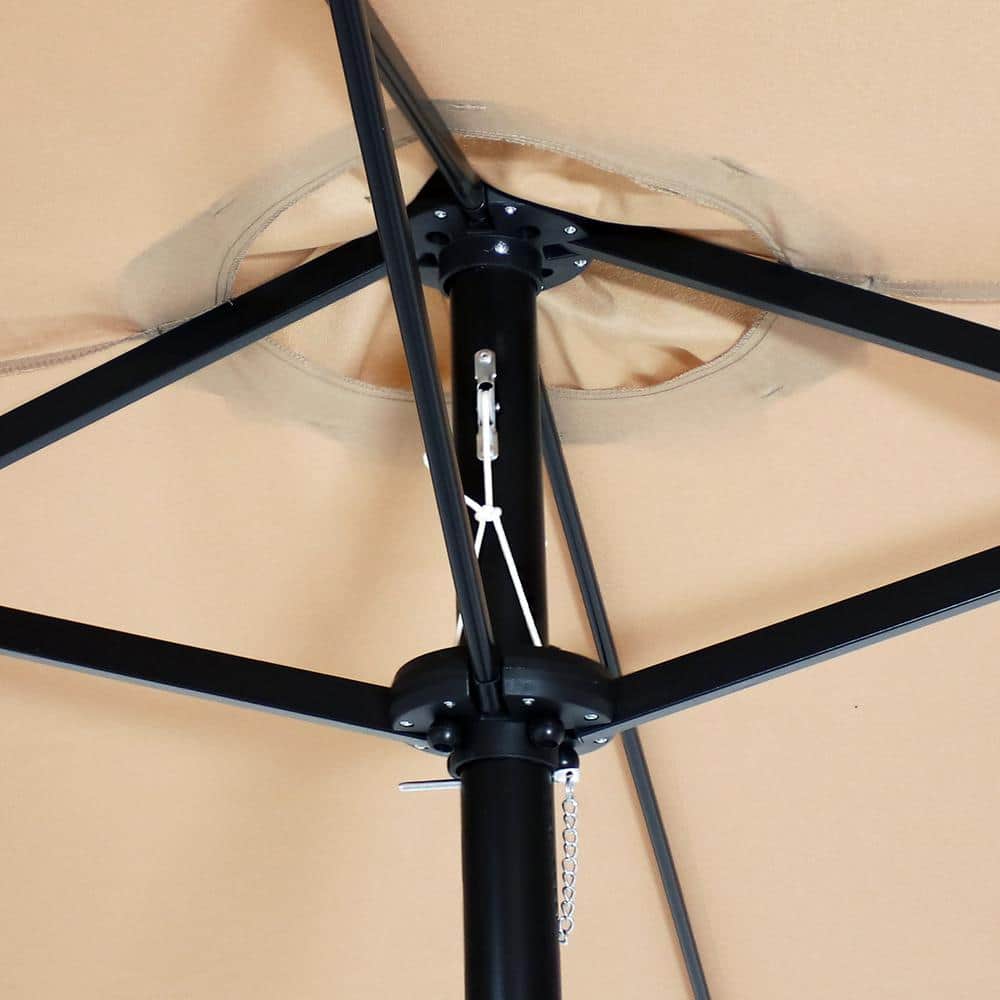 Tan Double-Sided Steel Market Umbrella with Polyester Canopy