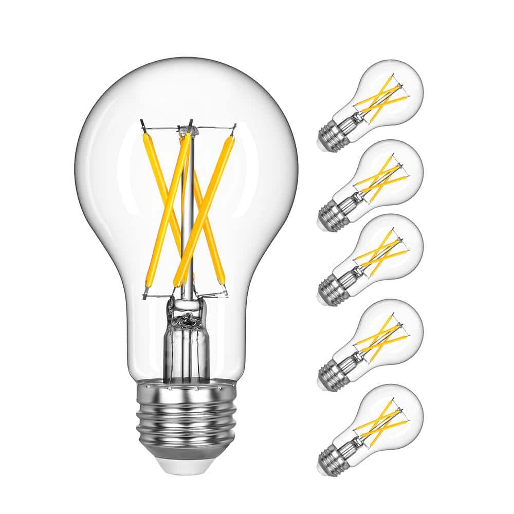 Vintage Edison LED Light Bulbs, Clear Glass, Cool White, 6-Pack