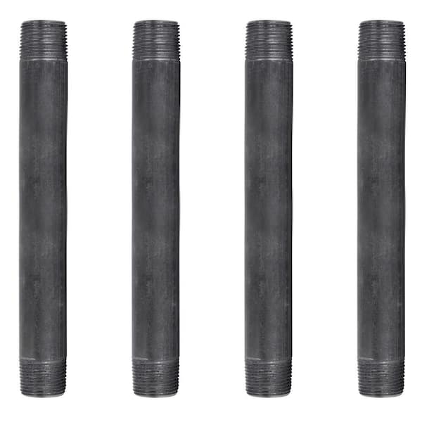 PIPE DECOR 3/4 in. x 8 in. Black Industrial Steel Grey Plumbing Nipple (4-Pack)