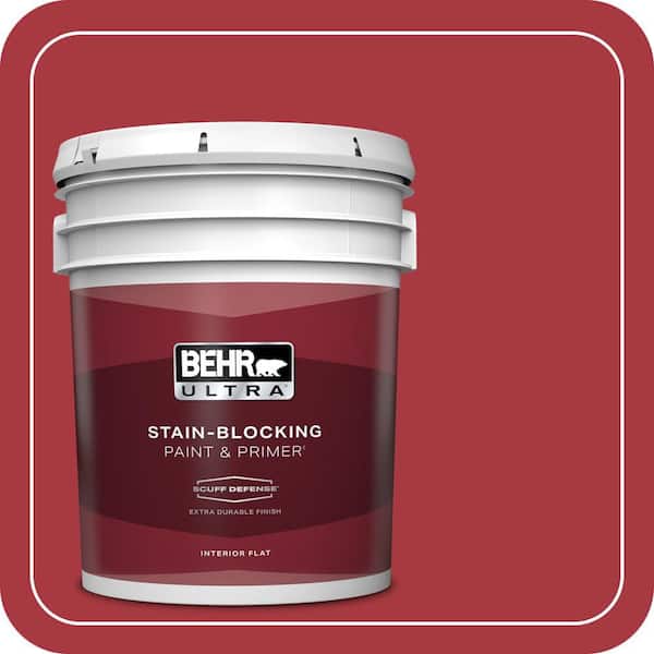 BEHR ULTRA 5 gal. #BXC-03 Scarlet Extra Durable Flat Interior Paint & Primer