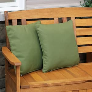 16 in. Dark Green Square Outdoor Patio Throw Pillows (Set of 2)