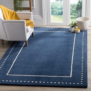 Bella Navy Blue/Ivory 10 ft. x 14 ft. Dotted Border Area Rug