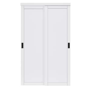 48 in. W. x 80 in. Paneled 1-Lite Blank Pattern White Primed MDF Sliding Door with Hardware Kit