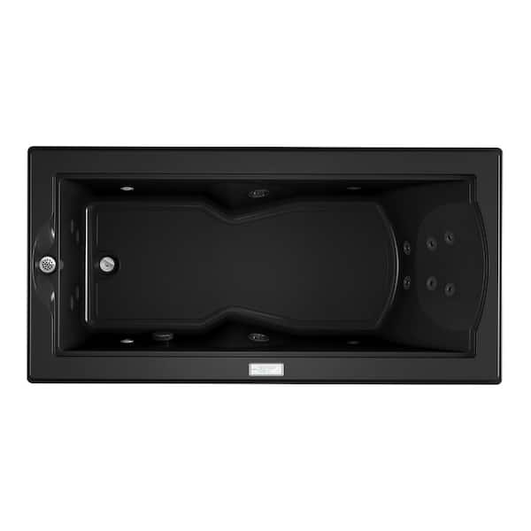 JACUZZI FUZION 70.7 in. x 35.4 in. Rectangular Whirlpool Bathtub with Left Drain in Black