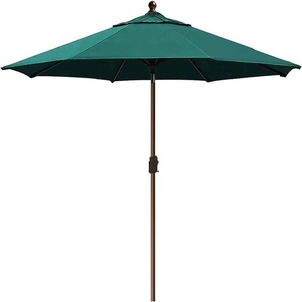 Terracemaster 9 ft. Aluminum Market Patio Umbrella with Push Button Sunbrella in Forest Green