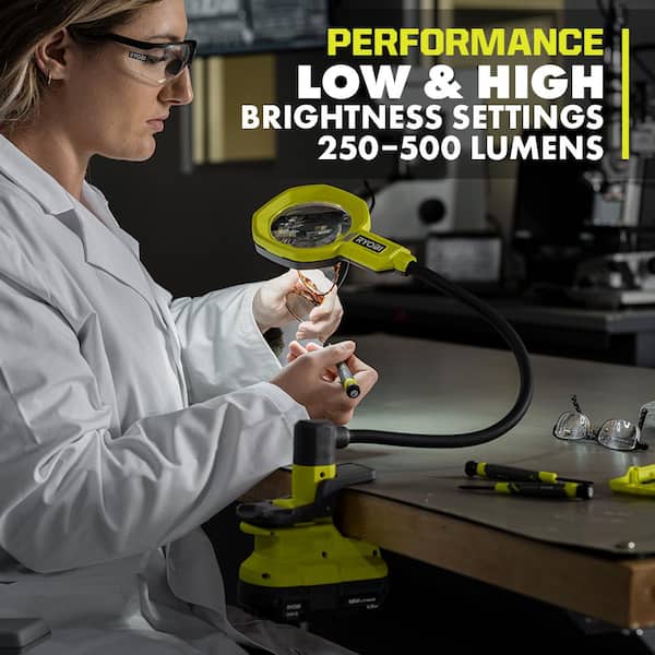 RYOBI ONE+ 18V Cordless LED Magnifying Clamp Light 2-Pack (Tools