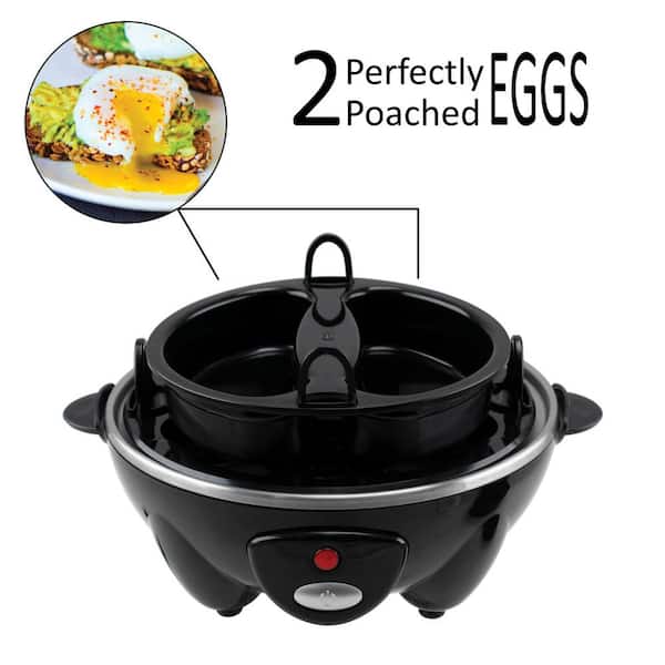 7-Egg Automatic Easy Egg Cooker, Steamer, Poacher (Black)