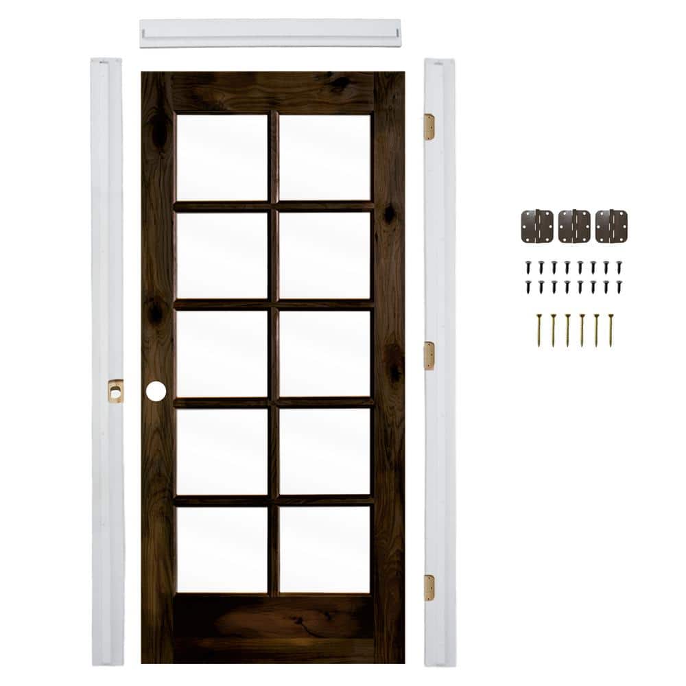 30in.x80in. Right-Hand 10Lite Clear Glass Black Stain Alder Wood Assembly Required Interior Door Kit w/QuickAssembleJamb price history on PriceWatchPro