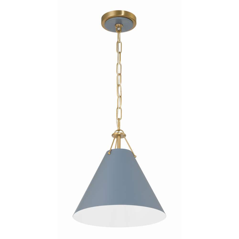 Crystorama Xavier 1-Light Vibrant Gold Plus Blue Mini Pendant