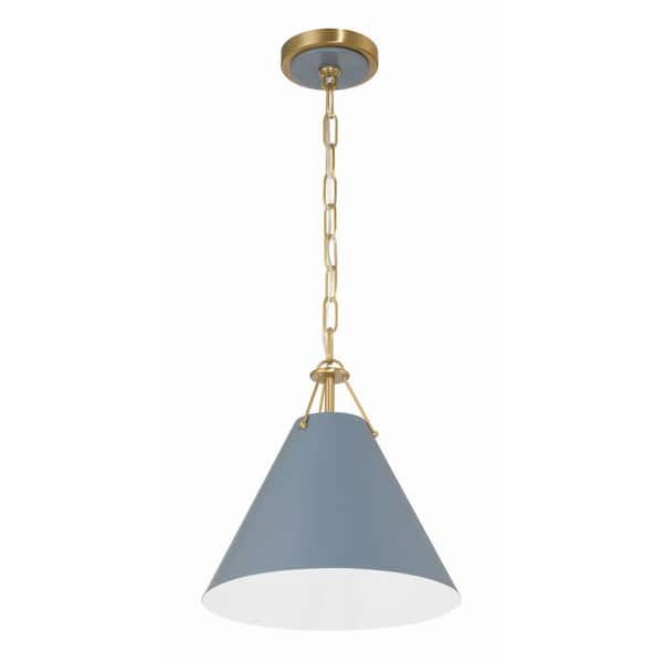 Xavier 1-Light Vibrant Gold Plus Blue Mini Pendant Light