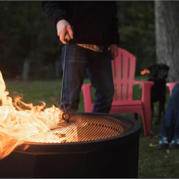 Blue Sky Outdoor Living The Peak 24 In X 16 In Round Steel Wood Patio Fire Pit With Spark Screen And Screen Lift Pfp2416 C The Home Depot