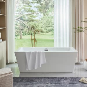 Tarbes 67 in. Acrylic Flatbottom Freestanding Bathtub in White/Matte Black