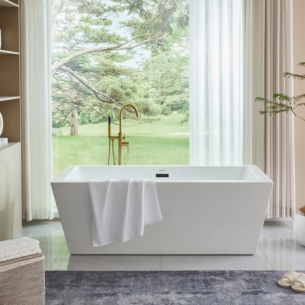 Tarbes 67 in. Acrylic Flatbottom Freestanding Bathtub in White/Matte Black