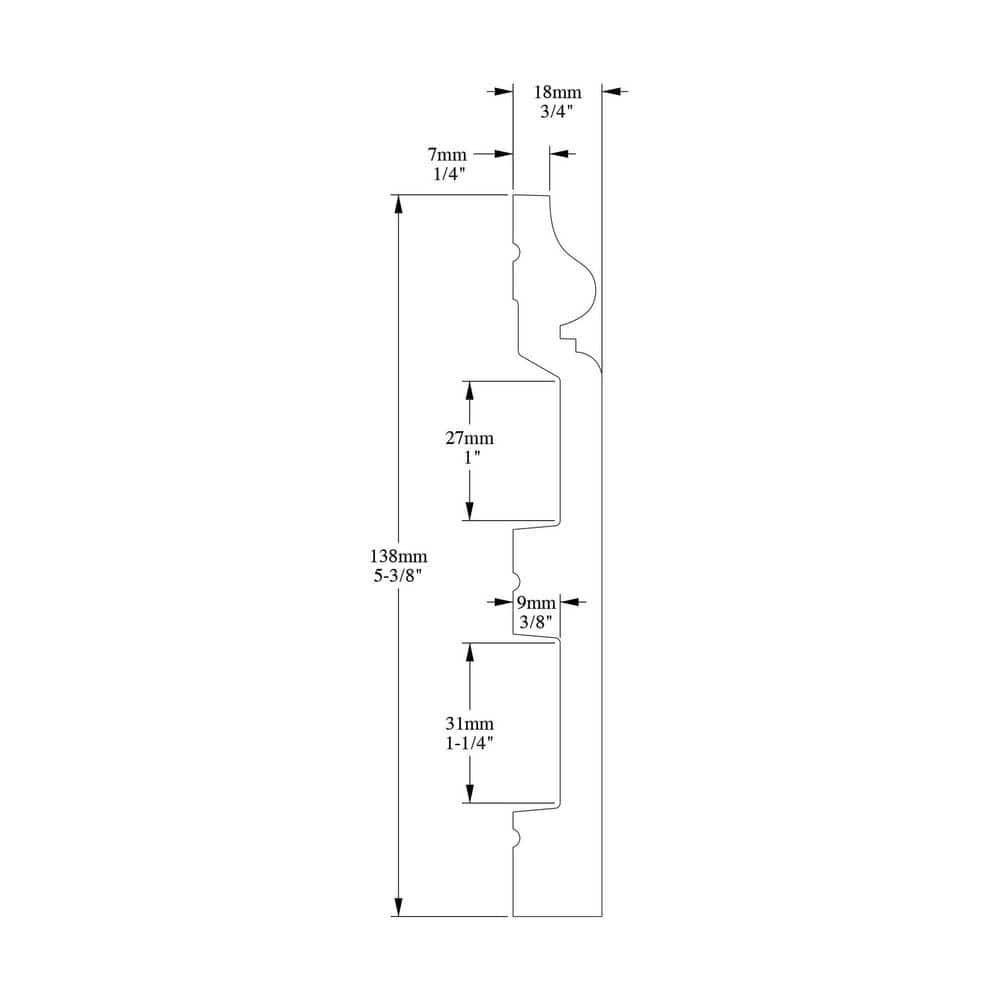 Primed White High Impact Polystyrene Baseboard Moulding Set