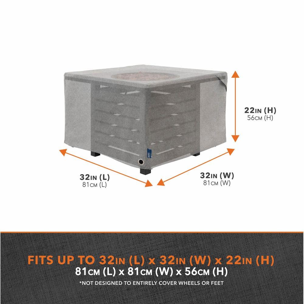 Granite Gray Waterproof Square Fire Pit Table Cover, 32" x 22"