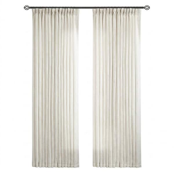 Linen 40 in. W x 90 in. L Natural Pinch Pleat Light Filtering Curtain (Set of 2)