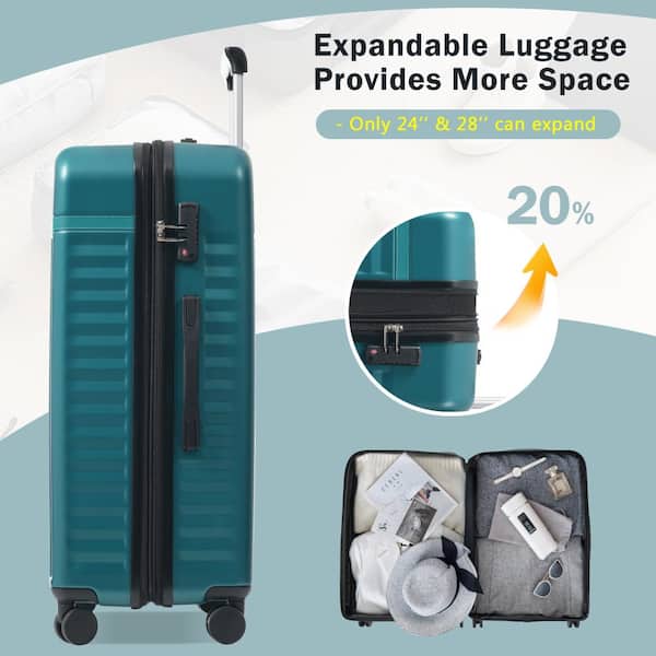 Flynama 3-Piece Front Opening Hardside Luggage Set, USB Port