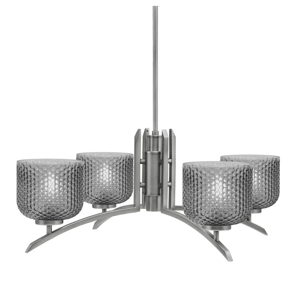 Siena 27.5 in. 4-Light Graphite Chandelier with 6 in. Smoke Textured Glass 