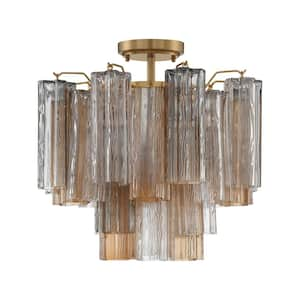 Addis 17.75 in. 4-Light Aged Brass Flush Mount