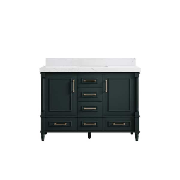 Willow Collections Hudson 48 in. W x 22 in. D x 36 in. H Bath Vanity in Dark Green with 2 in Empira Quartz Top