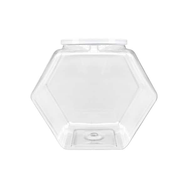 3 Piece Clear Plastic 72 oz. Hexagon Candy Jars with Lid for Dry Food Candies Cookies Treats Laundry Pods Coffee Pods